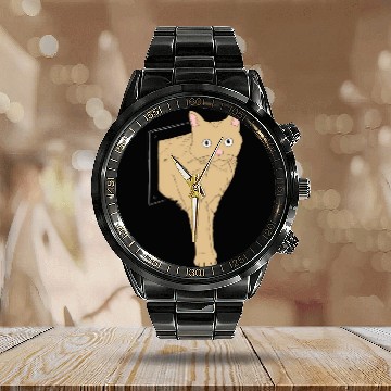 Discover Yellow Cat Calendar Steel Band Watch