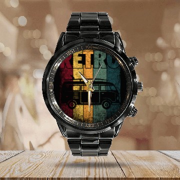 Discover Camper Camg Van Surfing Surf - Calendar Steel Band Watch
