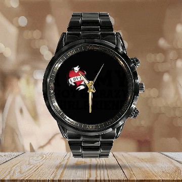 Discover I Love My Hot & Crazy Girlfriend, I Love My GF Calendar Steel Band Watch