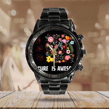Discover Wild flower Calendar Steel Band Watch