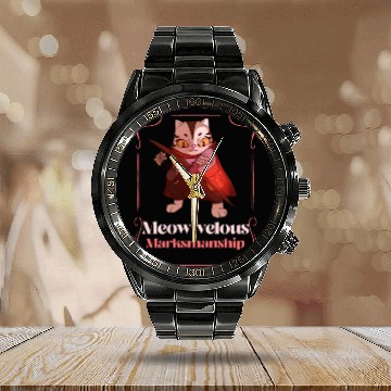 Discover Meow-velous marksmanship Cat Archer Calendar Steel Band Watch