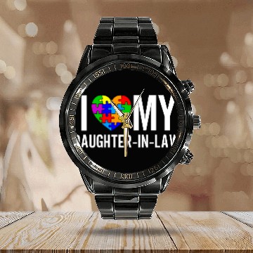 Discover I Love My Daughter-In-Law Calendar Steel Band Watch