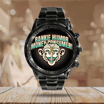 Discover Bankie Humor Money Consumer Calendar Steel Band Watch
