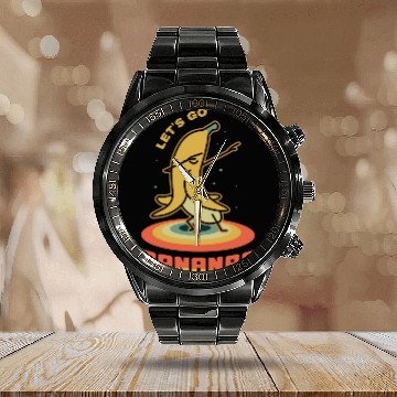 Discover Vintage Funny Banana Meme Let Us Go Banana Calendar Steel Band Watch