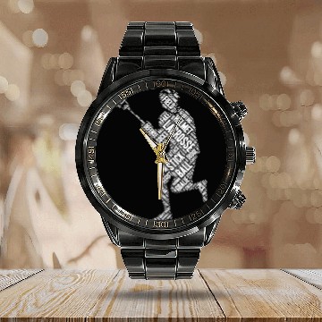 Discover Funny Graphic Lacrosse Ball Stick Sport Lover Men Calendar Steel Band Watch