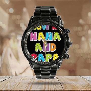 Discover I Love My Nana And Papa Calendar Steel Band Watch