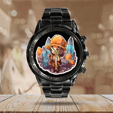 Discover Crystal Miner Co Vintage Cartoonish Calendar Steel Band Watch