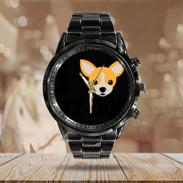 Discover I Love My Dog Chihuahua Design Calendar Steel Band Watch