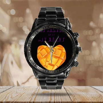 Discover My Mango is in my Heart Calendar Steel Band Watch