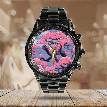 Discover Anime Euphoria: Fantasy Cherry Blossom Dreamscape Calendar Steel Band Watch