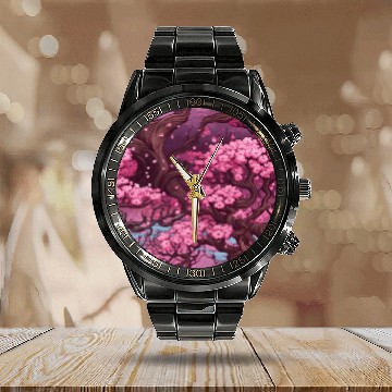 Discover Anime Euphoria: Fantasy Cherry Blossom Dreamscape Calendar Steel Band Watch