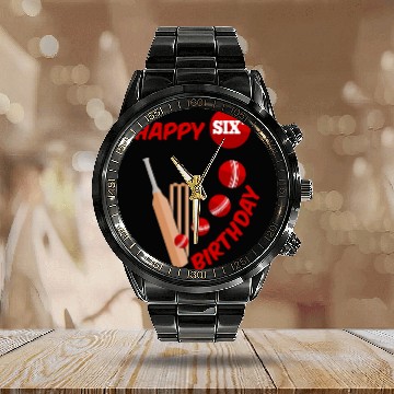 Discover Cricket six 6th birthday Calendar Steel Band Watch