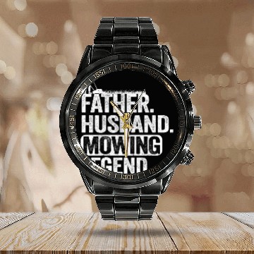 Discover Father Husband Lawn Mowing Legend Gardening Dad Calendar Steel Band Watch