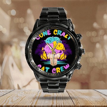 Discover Ice Cream Lover Calendar Steel Band Watch