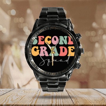 Discover second grade squade, Back to school and Graduation Calendar Steel Band Watch