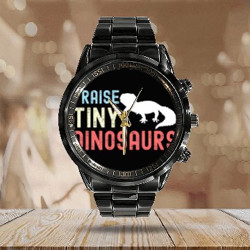 Discover I Raise Tiny Dinosaurs Funny Leopard Gecko Mom Dad Calendar Steel Band Watch