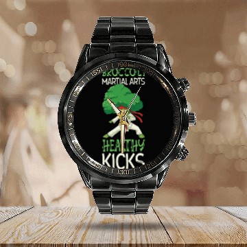 Discover Broccoli Martial Arts Karate MMA Boxing Kicks Calendar Steel Band Watch
