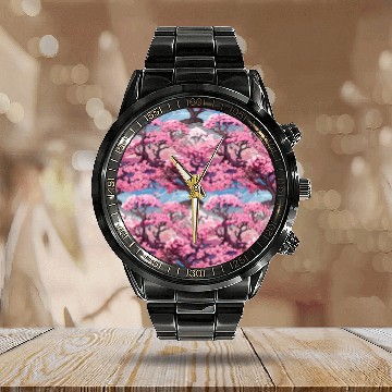 Discover Anime Euphoria: Fantasy Cherry Blossom Dreamscape Calendar Steel Band Watch
