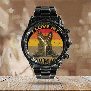 Discover I Love My German Shepherd Calendar Steel Band Watch