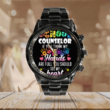 Discover School Counselor Heart Teacher Appreciation Calendar Steel Band Watch