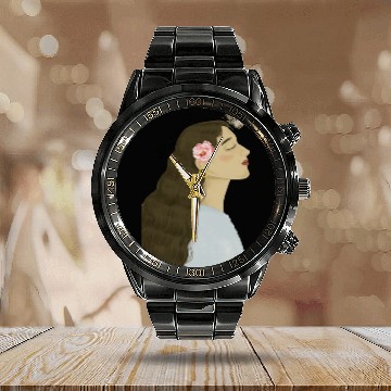 Discover summer pink natures Calendar Steel Band Watch