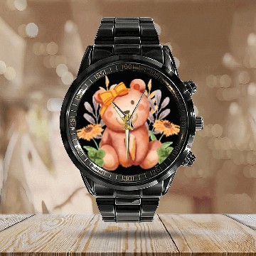 Discover summer pink natures Calendar Steel Band Watch