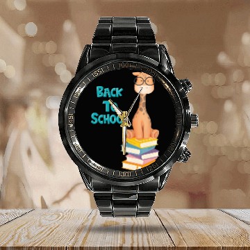 Discover Back To School Giraffe Calendar Steel Band Watch