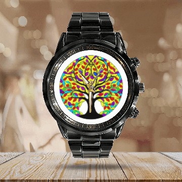 Discover Tree: detailed, relaxing, & positive Calendar Steel Band Watch