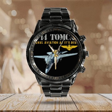 Discover F 14 Tomcat Naval aviation Calendar Steel Band Watch