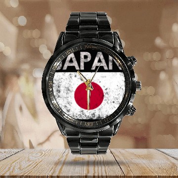 Discover Japan Japanese Flag Pride Calendar Steel Band Watch