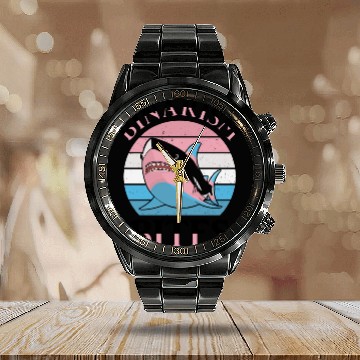 Discover Shark Lover Transgender Pride Flag Trans LGBT Calendar Steel Band Watch