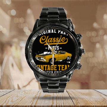 Discover Classic Car Muscle Car Driver Calendar Steel Band Watch