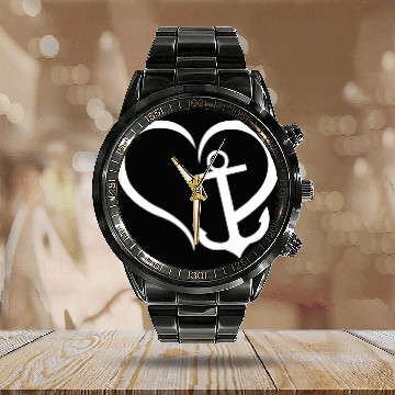 Discover Preppy Nautical Anchor For Sailors Boaters Calendar Steel Band Watch