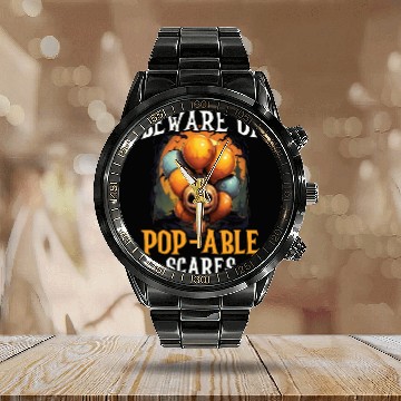 Discover Balloon Halloween Trick Or Treat Spooky Boo Ghost Calendar Steel Band Watch