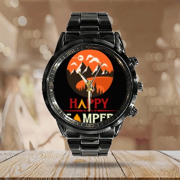 Discover Happy camping Calendar Steel Band Watch