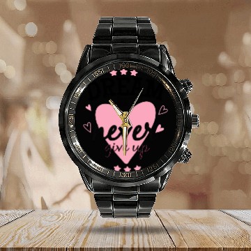 Discover Dream Big Never Give Up Calendar Steel Band Watch