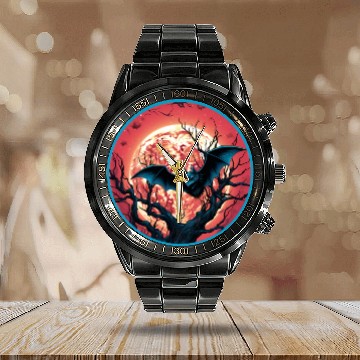 Discover Bats Bat Fruit Bats Halloween Calendar Steel Band Watch