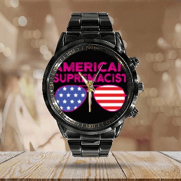 Discover American Supremacist American Flag Merica Usa Calendar Steel Band Watch