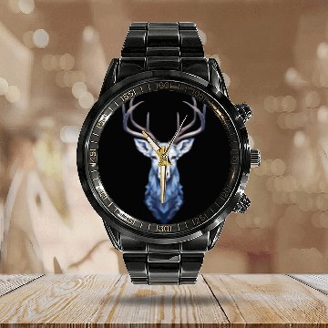 Discover Geometric Deer Head Calendar Steel Band Watch