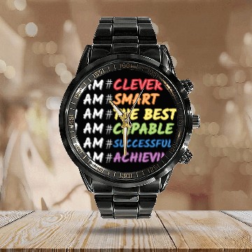 Discover Daily Motivational Affirmation Self Love Quote Calendar Steel Band Watch