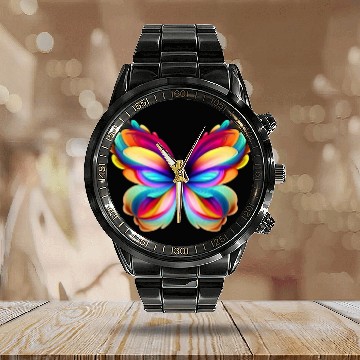 Discover Colorful Butterfly Calendar Steel Band Watch