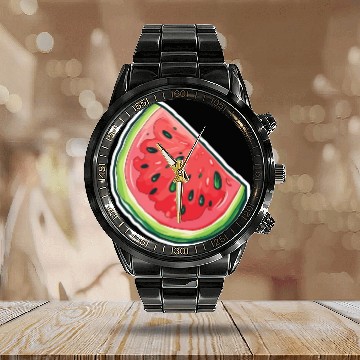 Discover Watermelon Slice - Juicy Delights Calendar Steel Band Watch