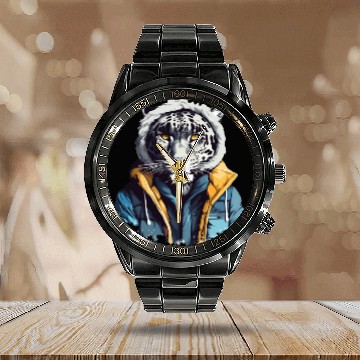Discover Street Style Snow Leopard | Leopard Lovers Calendar Steel Band Watch