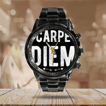 Discover Carpe diem - Seize the Day Calendar Steel Band Watch