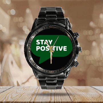 Discover Stay Positive - Positive Edition Calendar Steel Band Watch