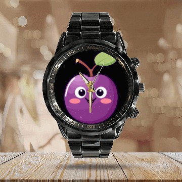 Discover Kawaii Plum - Joyful Plumtastic Calendar Steel Band Watch