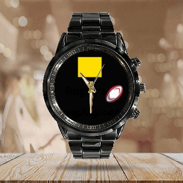Discover Rugby s naughty card, yellow card Calendar Steel Band Watch