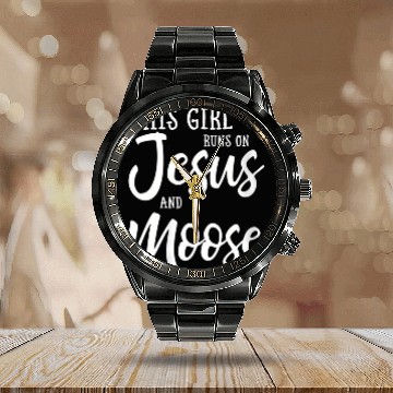 Discover This Runs On Jesus And Moose Calendar Steel Band Watch