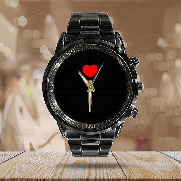 Discover I heart love my baby girl Calendar Steel Band Watch