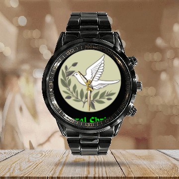 Discover Cultural Christian Dove Of Peace Calendar Steel Band Watch